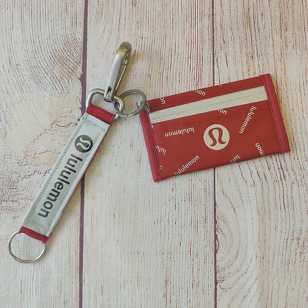 Lululemon handmade minimalist credit card ID holder with keychain